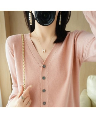 Spring And Summer Knitted Cardigan Women's Solid Color V-Neck Fashion Korean Version Of The New Long-Sleeved Top Thin Section...