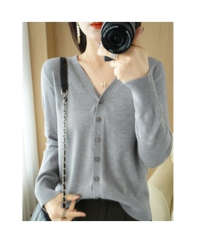 Spring And Summer Knitted Cardigan Women's Solid Color V-Neck Fashion Korean Version Of The New Long-Sleeved Top Thin Section...