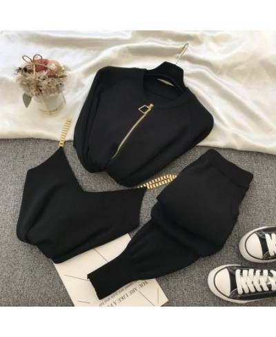 2023 New Spring Knitting 3 Piece Set Zipper Jacket Long Sleeve Cardigans Sexy Vest Tank Top Pants Solid Casual Tracksuits Wom...