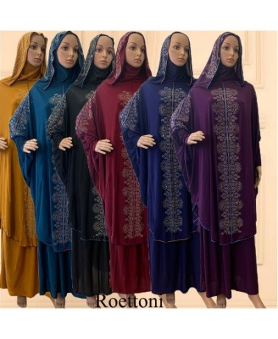 Diamond Ramadan Muslim Women's Prayer Set Hooded Hijab With the Long Skirt Turkey-African Dubai Islam Lady Cloth Kaftan $62.4...