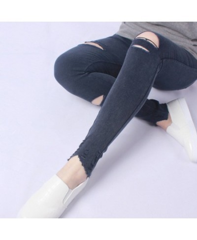 Summer Big Size High Waist Skinny Denim Jeans Pants Women Ripped Hole Strechy Pencil Trousers Black Jeggings for female $37.9...