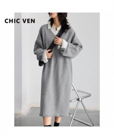 Women's Sweaters Korean Casual V-neck Slit Pullover Knitted Dress Woman Coat Long Female Jumpers Autumn Winter 2022 $100.85 -...