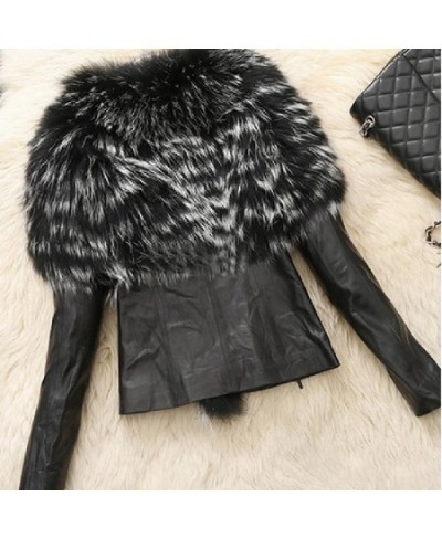 Imitation Raccoon Dog Fur Women's Fur Coat Autumn Winter Women's Faux Fur Coat Jacket Female Slim Fit PU Leather Fluffy Jacke...