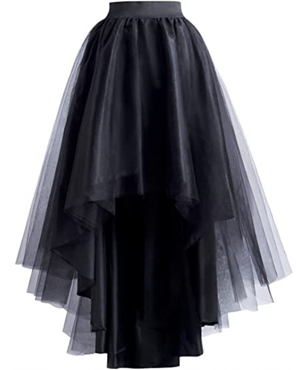 Gothic Hi-Lo Women’s Tulle Tutu Maxi Punk Skirt Elastic Waist High Low Mesh Net Costume Party Prom Cocktail Long Dress $45.28...