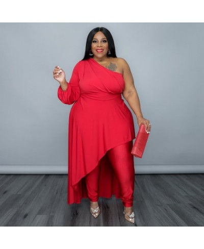 Plus Size Women's Set One Long Sleeve High Low Asymmetrical Maxi T-shirt and Pants Suit Two 2 Piece Set Outfit Tracksuit $52....