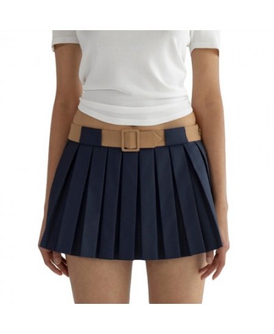 Women Low Waist Pleated A-line Skirt Solid Color Harajuku Wrap Mini Skirt Mall Goth E Girls High Street Clubwear $34.69 - Skirts