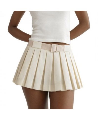 Women Low Waist Pleated A-line Skirt Solid Color Harajuku Wrap Mini Skirt Mall Goth E Girls High Street Clubwear $34.69 - Skirts