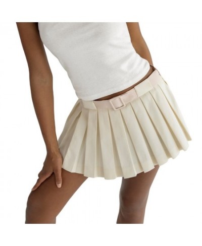 Women Low Waist Pleated A-line Skirt Solid Color Harajuku Wrap Mini Skirt Mall Goth E Girls High Street Clubwear $34.69 - Skirts