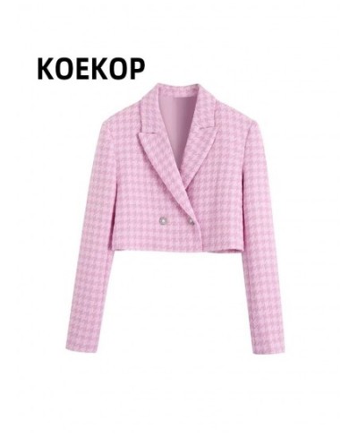 Women Fashion Two Piece Set Suits Plaid Double Breasted Blazer & Vintage Skirts Elegant Female Office Lady Blazer Suits $101....