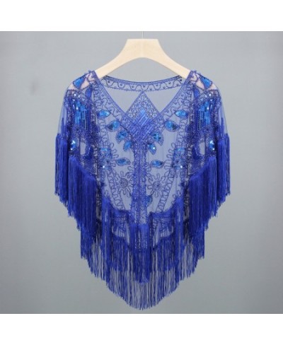 Summer Sequins Tassels Women Blouse Shirt Harajuku Casual Cape Ladies Tops Camiseta Mujer Poncho Shirts Woman Clothes Blusas ...