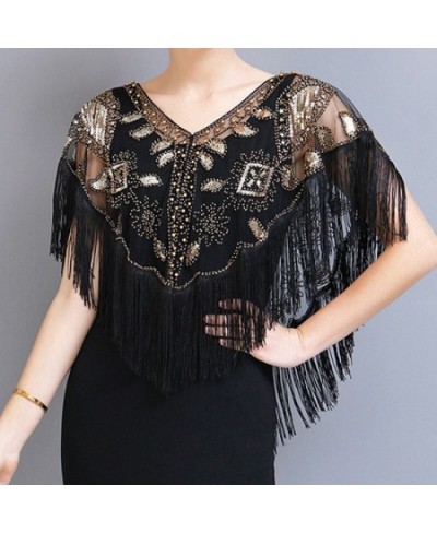 Summer Sequins Tassels Women Blouse Shirt Harajuku Casual Cape Ladies Tops Camiseta Mujer Poncho Shirts Woman Clothes Blusas ...