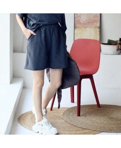 K2123C Korean version of casual simple solid color loose look thin comfortable elastic high waist shorts $102.38 - Bottoms