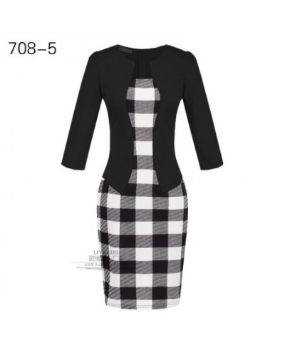 Professional Career Dress Women Spring Autumn Fashion Printed Work Business Office Classic Pencil Belted Dress Casual Sexy $3...