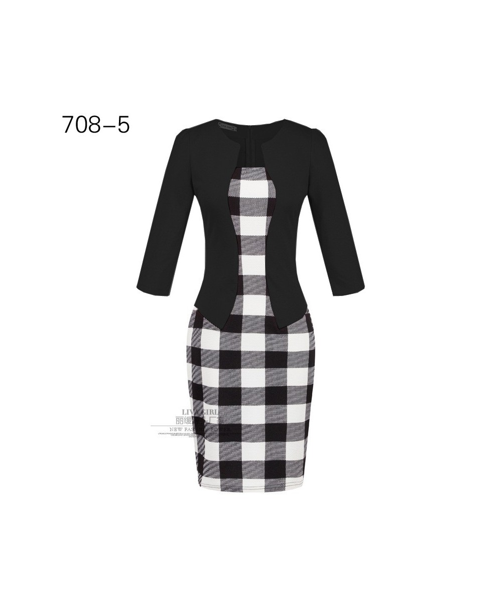 Professional Career Dress Women Spring Autumn Fashion Printed Work Business Office Classic Pencil Belted Dress Casual Sexy $3...