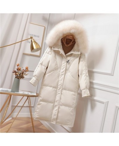 New Winter Women 90% White Duck Down Coat Fur Collar Hooded Long Jacket Casual Loose Thick Warm Parkas Outerwear $95.68 - Jac...