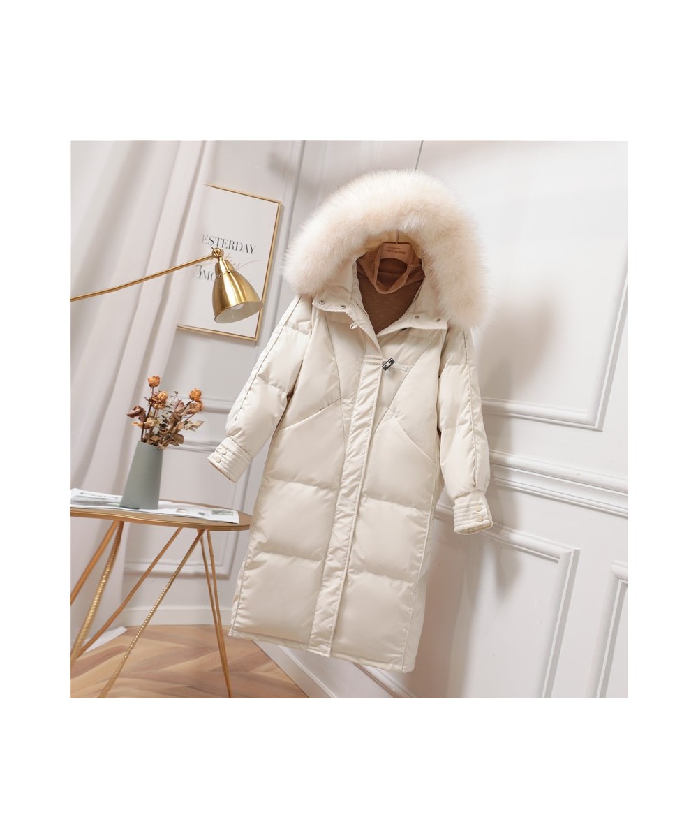 New Winter Women 90% White Duck Down Coat Fur Collar Hooded Long Jacket Casual Loose Thick Warm Parkas Outerwear $95.68 - Jac...