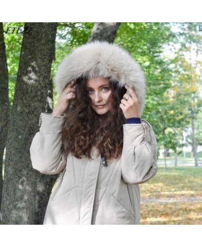 New Winter Women 90% White Duck Down Coat Fur Collar Hooded Long Jacket Casual Loose Thick Warm Parkas Outerwear $95.68 - Jac...