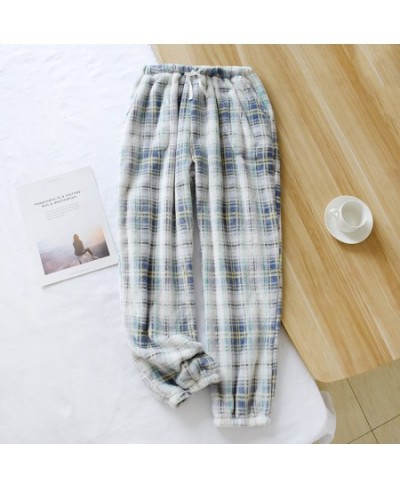 Winter Warm Flannel Couple Sleep Bottoms Plaid Pajamas Long Pants Women And Men Casual Trousers Soft Thicken Homewear $34.34 ...