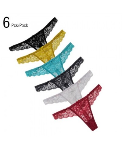 6 Pcs/Pack Girls Thong Seamless Panties Women Lace Sexy Transparent Underwear Micro Mini Knickers Briefs $16.89 - Underwear