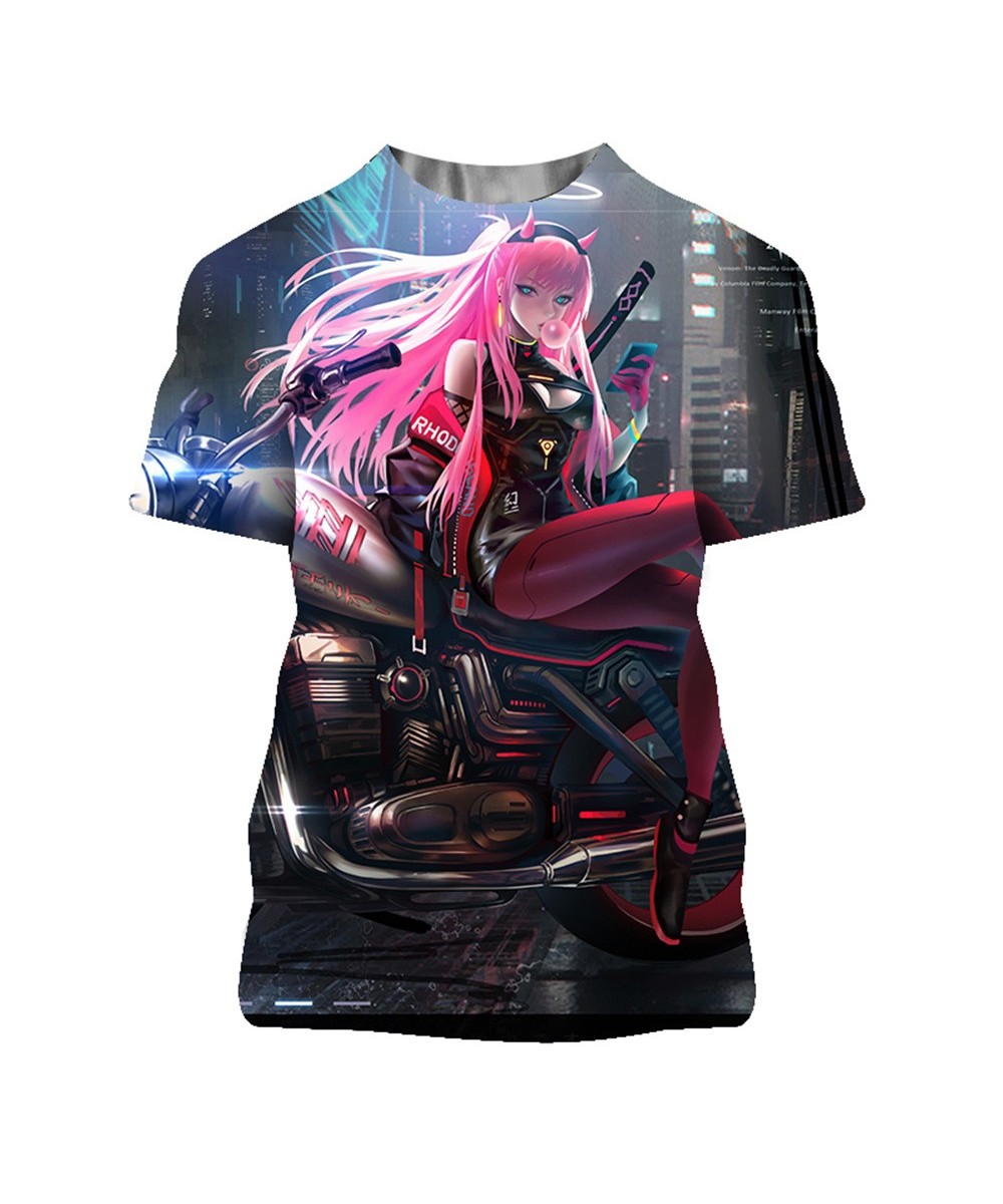 2023 Summer Women Fashion Sexy Tee Anime Darling In The Franxx 3D Print Tees Mature Girl Hip Hop Tops Zero Two Hentai Camiset...