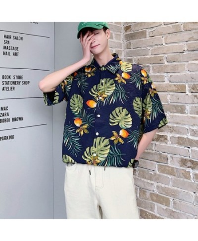 Hawaiian Short Sleeve Summer Blouse Casual Printed Loose Short Sleeve Blouse Beach Shirt for Couple $27.65 - Blouses & Shirts