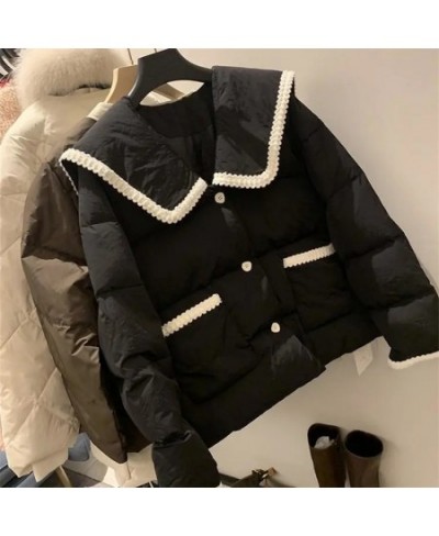 Fashion Doll Collar Cotton-Padded Jacket Women's Regular 2022 Fashion With Everything Western Style Waist Thick Warm Coat X4 ...