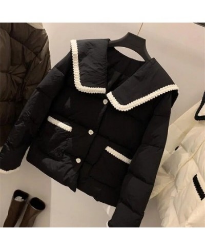 Fashion Doll Collar Cotton-Padded Jacket Women's Regular 2022 Fashion With Everything Western Style Waist Thick Warm Coat X4 ...