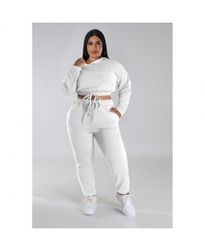 Autumn and Winter Women's Plus Size Sports Casual Women's Two Piece Solid Bodysuit Sexy Waist Crop Top Loose Pants Set Clothi...