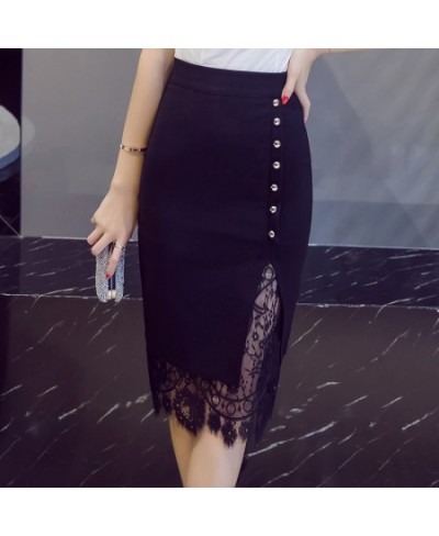 Women Skirt Fashion 2022 Women Clothes Black High Waist Skirt Sexy Lace Pencil Skirt Skirts Womens A562 $36.60 - Skirts