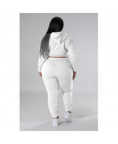 Autumn and Winter Women's Plus Size Sports Casual Women's Two Piece Solid Bodysuit Sexy Waist Crop Top Loose Pants Set Clothi...