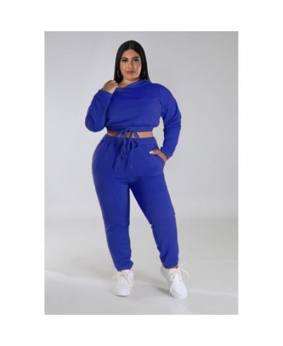 Autumn and Winter Women's Plus Size Sports Casual Women's Two Piece Solid Bodysuit Sexy Waist Crop Top Loose Pants Set Clothi...