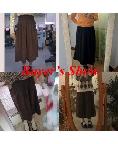 Korean Corduroy Midi Skirt Women Autumn Winter Solid Color High Waist Skirt Woman A Line Pleated Long Skirts Ladies 2023 $36....