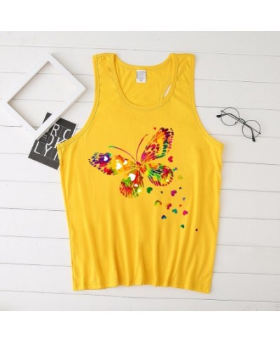 Color Butterfly Print Women Tank Tops 2023 Summer Loose Oversized Tank Top for Lades Clothes Loose White Vest Harajuku Shirt ...