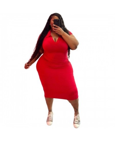 Summer Plus Size Women Casual Dress V Neck Solid Short Sleeves Leisure Party Club Sport Dresses 4XL 5XL Wholesale $38.63 - Pl...