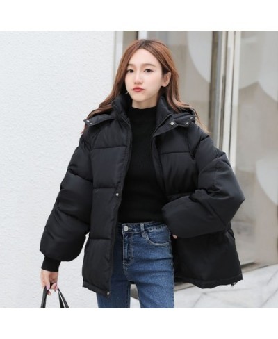 Winter Women Down Jacket Spring Oversize Loose Hooded Female Puffer Short Padded Solid Coat 2023 Outerwear $50.58 - Jackets &...