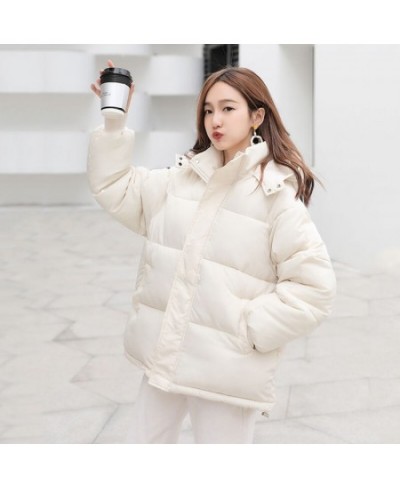 Winter Women Down Jacket Spring Oversize Loose Hooded Female Puffer Short Padded Solid Coat 2023 Outerwear $50.58 - Jackets &...