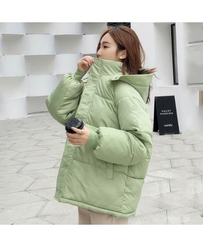 Winter Women Down Jacket Spring Oversize Loose Hooded Female Puffer Short Padded Solid Coat 2023 Outerwear $50.58 - Jackets &...