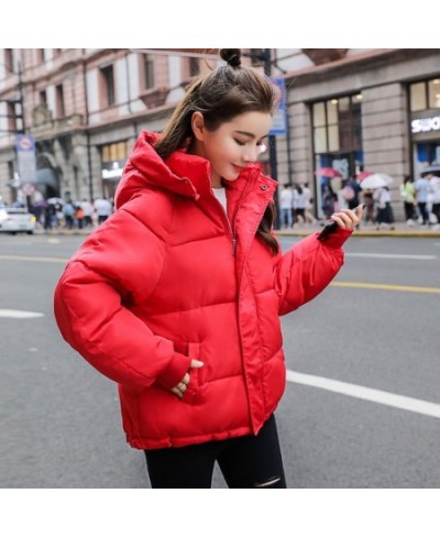 Winter Women Down Jacket Spring Oversize Loose Hooded Female Puffer Short Padded Solid Coat 2023 Outerwear $50.58 - Jackets &...