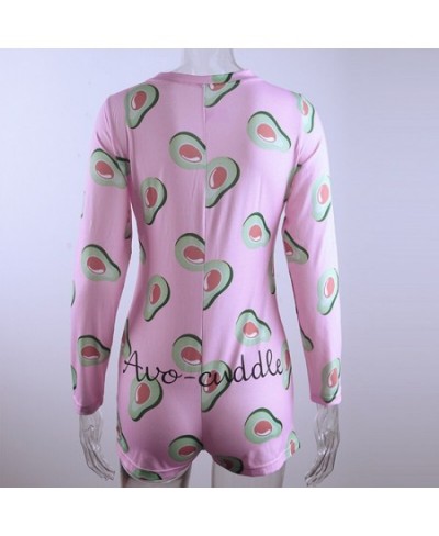 New Womens Autumn Sleepwear Pyjamas Funny Fruit Print Long Sleeve Skinny Short Jumpsuit Casual Cute Christmas Onesies Adult $...