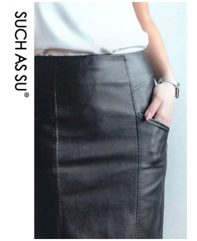 New Fashion 2023 Winter PU Leather Skirt Women Black High Waist Occupation Work Pencil S-5XL Plus Size Autumn Skirt $49.85 - ...