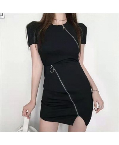 Women Stylish PU Leather White Zipper Patchwork Skirt High Waist Skirt Korean Solid Color Short Sexy Bodycon Skirts Mini Bott...