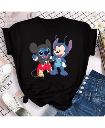 2023 Kawaii Stitch T-shirt Summer Female Y2k Clothes Casual Black Top Women's T-shirt Fashion Streetwear $20.78 - Women Tops