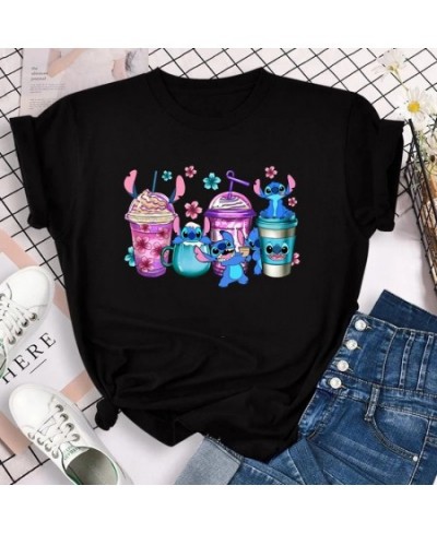 2023 Kawaii Stitch T-shirt Summer Female Y2k Clothes Casual Black Top Women's T-shirt Fashion Streetwear $20.78 - Women Tops