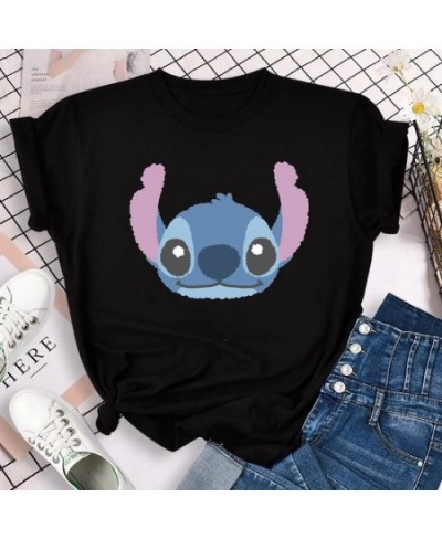 2023 Kawaii Stitch T-shirt Summer Female Y2k Clothes Casual Black Top Women's T-shirt Fashion Streetwear $20.78 - Women Tops