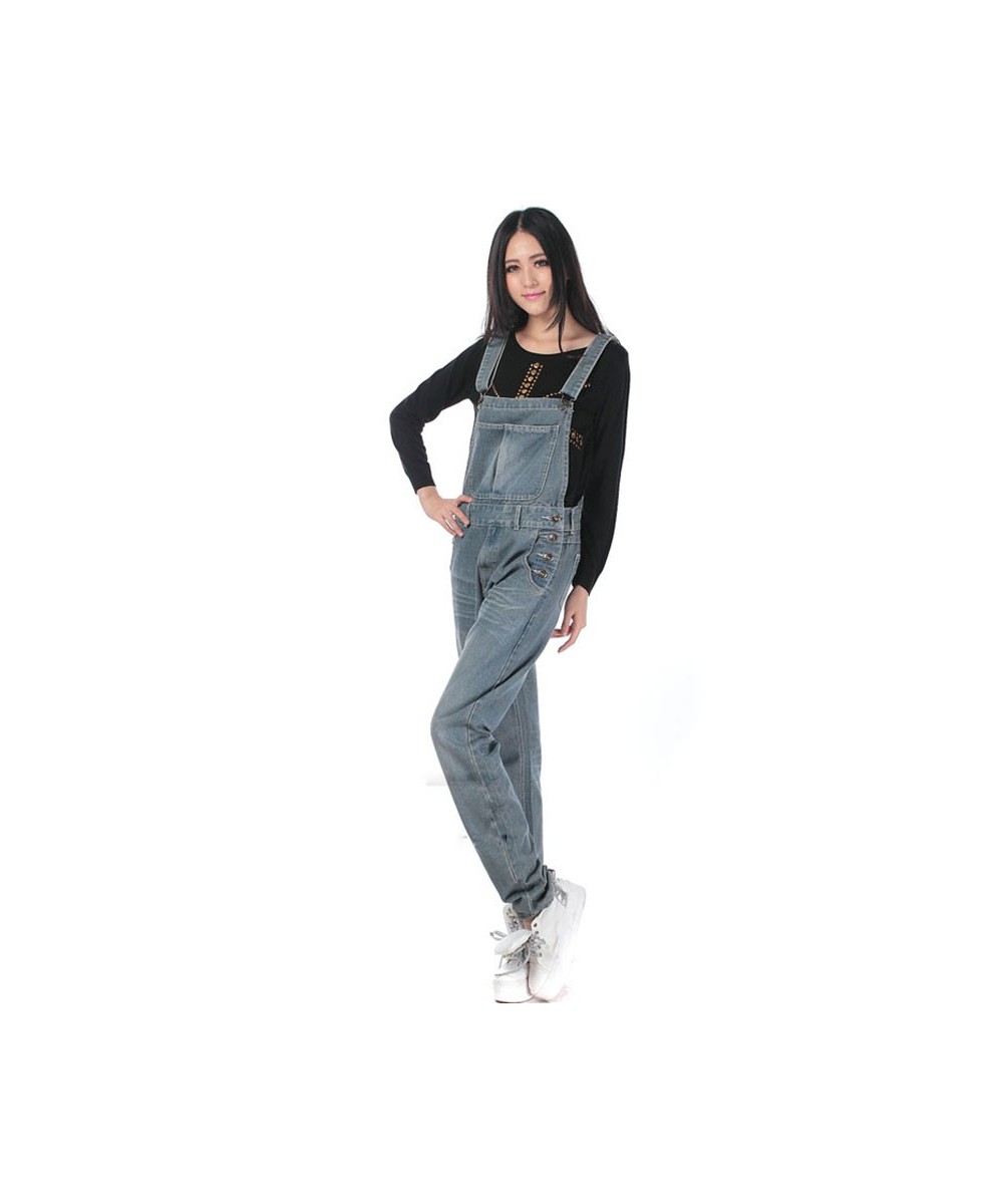 Ladies Denim Overalls Large size Ladies Denim Bib Loose Suspenders Spring Korean version of the Jumpsuit tide Women's Trouser...