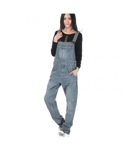 Ladies Denim Overalls Large size Ladies Denim Bib Loose Suspenders Spring Korean version of the Jumpsuit tide Women's Trouser...