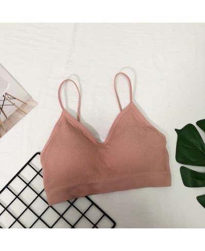 Women Bra Tops Summer V Neck Bralette Underwear Sexy Bra No Wires Solid Spaghetti Backless Brassiere Femme Slim Fit Bra $13.6...