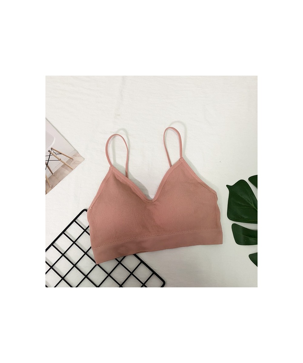 Women Bra Tops Summer V Neck Bralette Underwear Sexy Bra No Wires Solid Spaghetti Backless Brassiere Femme Slim Fit Bra $13.6...