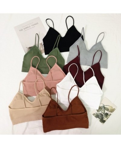 Women Bra Tops Summer V Neck Bralette Underwear Sexy Bra No Wires Solid Spaghetti Backless Brassiere Femme Slim Fit Bra $13.6...