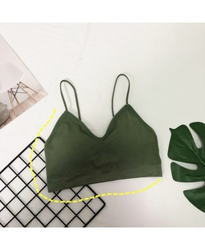 Women Bra Tops Summer V Neck Bralette Underwear Sexy Bra No Wires Solid Spaghetti Backless Brassiere Femme Slim Fit Bra $13.6...